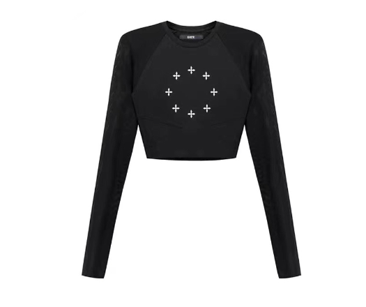 Velvet Crop Top with Starry Embroidery for Girls
