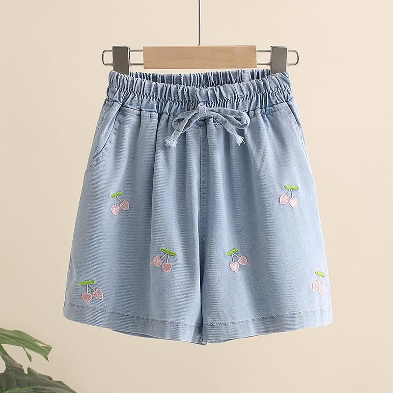 MarcJanie 2020 New Summer Girls' Cherry Denim Shorts