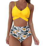 Wrap-Front Bikini Set with Leopard Bottom