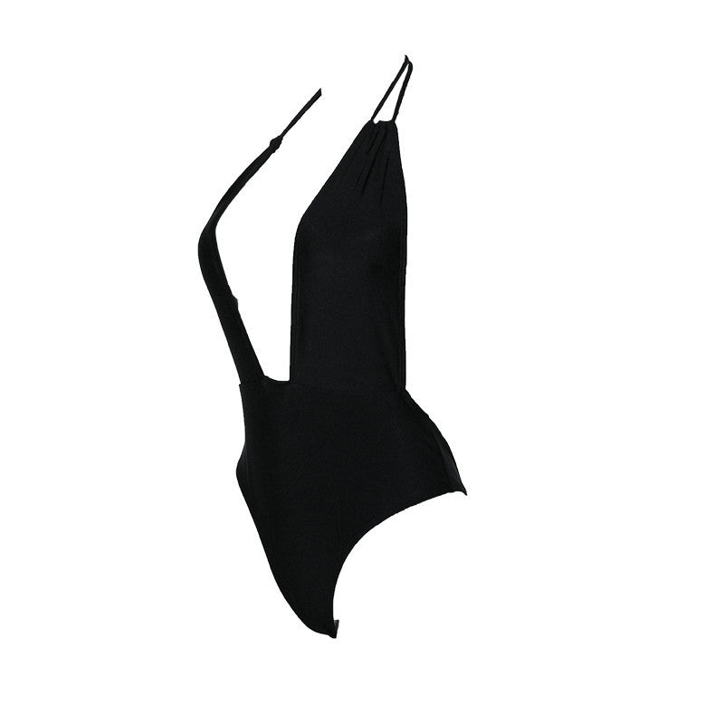 Women's Deep-V Plunge High-Cut One-Piece Swimsuit
