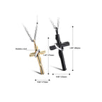 Stainless Steel Black Gold Cross Couple Necklace