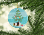 Teddy Guinea Pig Merry Christmas Ceramic Ornament | Holiday Decor