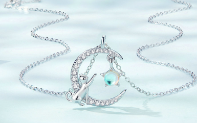 Cute Cat Silver Necklace with Animal Pendant (One Piece) | Jewelry
