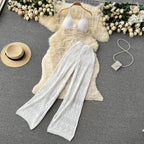 High-Waisted Wide-Leg Pants and Crop Top Set