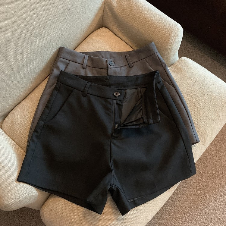 Gray High-Waist A-Line Shorts for Women