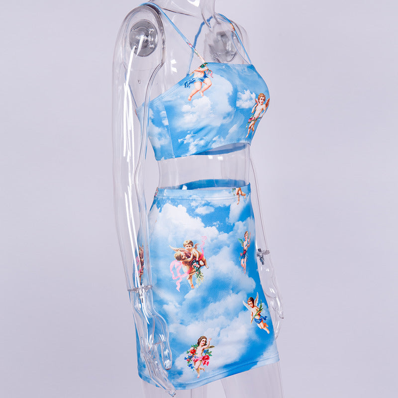 Cherub Print Cami and Skirt Set