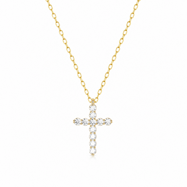 Faceted Crystal Cross Necklace