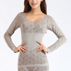 Lace Thermal Underwear Set for Women - Seamless & Antibacterial