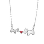 Heart Necklace with White Mother-of-Pearl and Dog Design