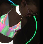 Trendy Reflective Crop Top with Hollow Design for Women