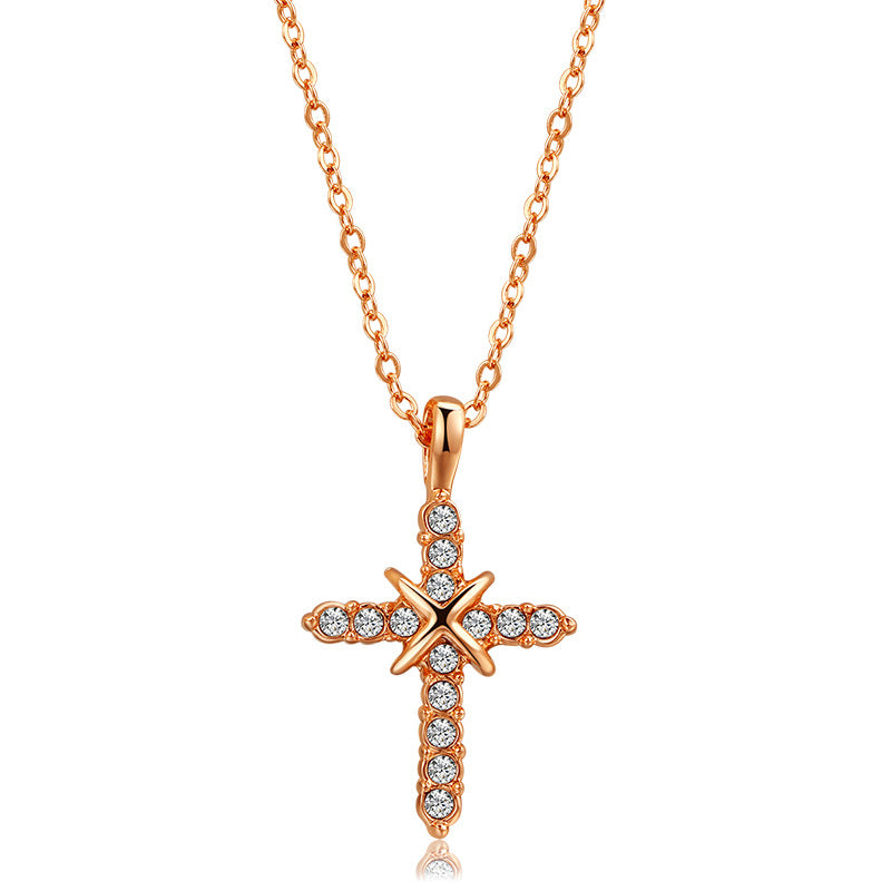 Fashion Cross Pendant Necklace with Zirconia Accents | Christian Jewelry