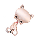 Cat's Eye Stone Brooch, Women's Animal Series Pin