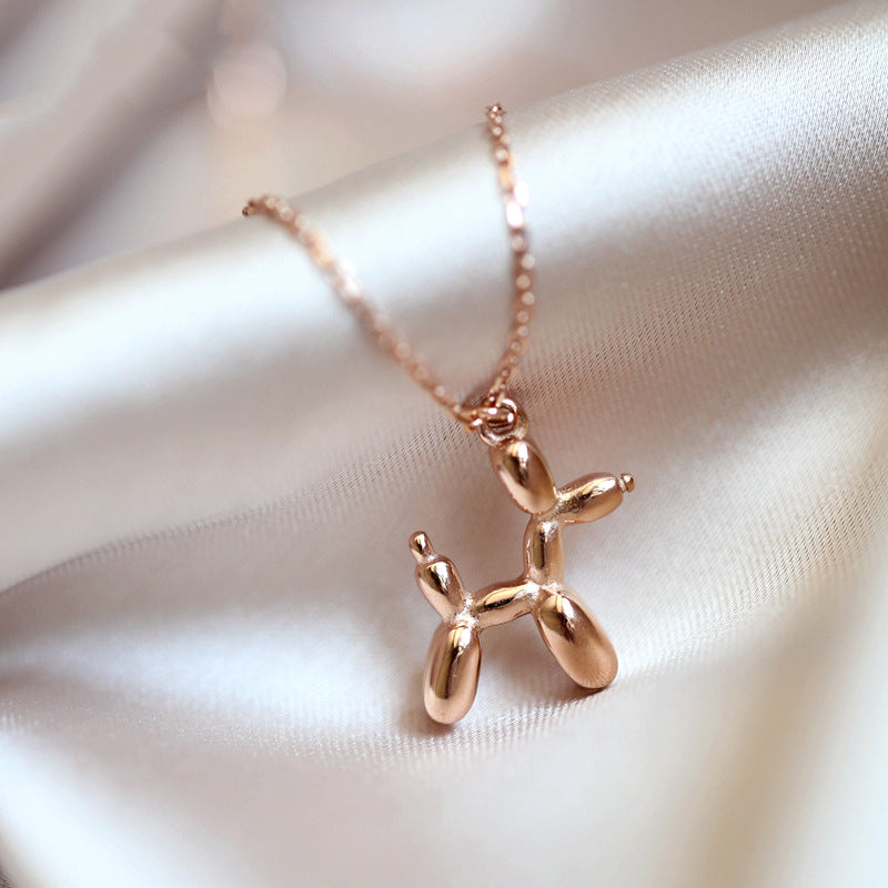 Hip Hop Balloon Dog Necklace in Titanium Steel