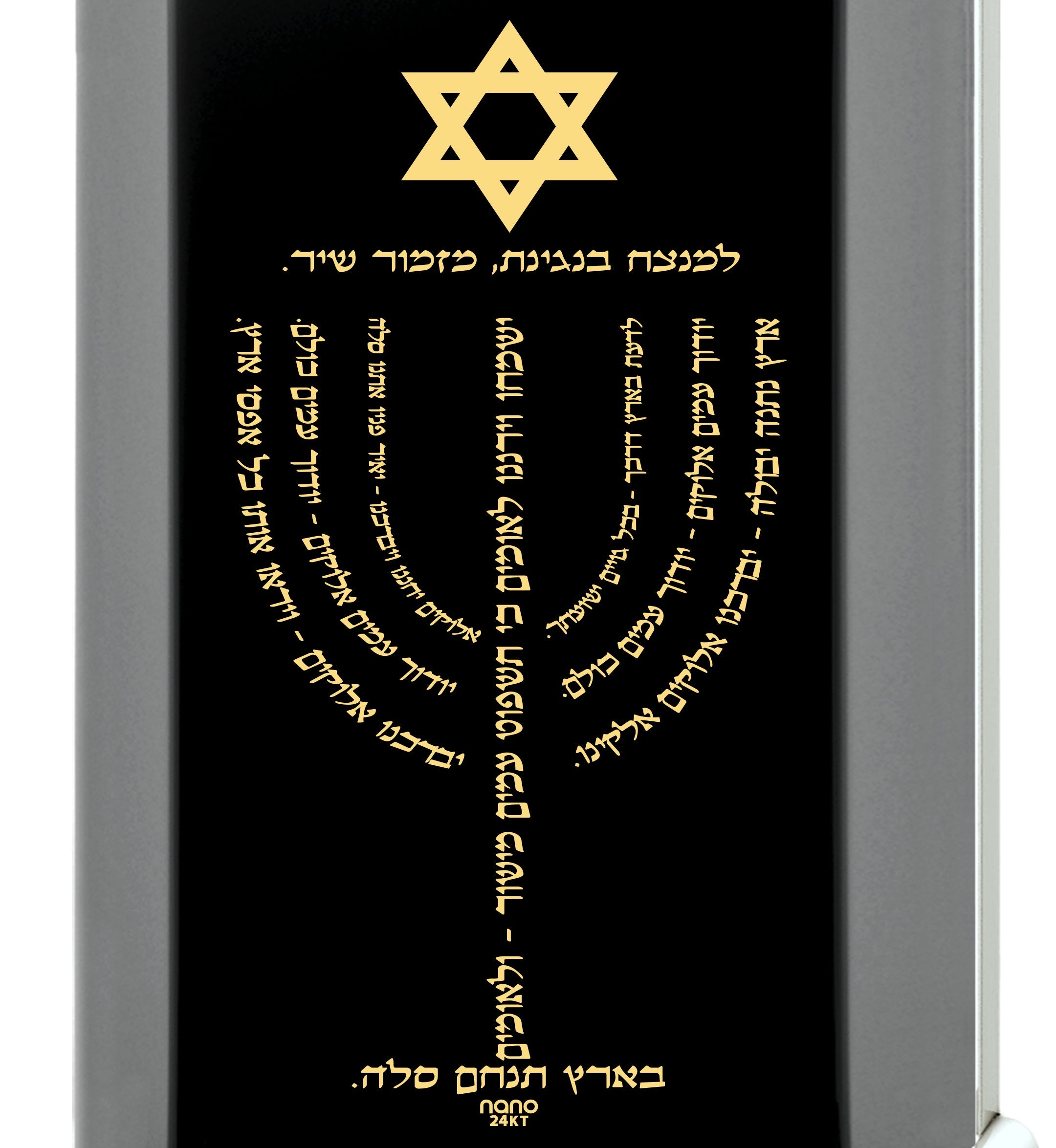 Men's Star of David Necklace Menorah Pendant Psalm 67 Inscribed on Onyx | Jewelry
