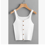 Ribbed Knit Button-Front Camisole
