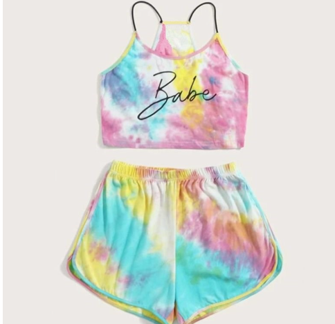 Tie-Dye Crop Top and Shorts Set - Casual and Stylish