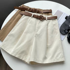 Khaki High-Waisted Loose Summer Shorts for Women