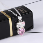 Heart Cat Necklace for Girls - Cute Pink Design (Single)