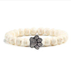 White Porcelain Cat Paw Bracelet with Turquoise Beads