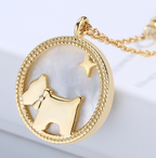 Silver Necklace with Cartoon Dog Pendant and Shell
