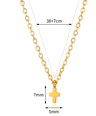 18K Gold-Plated Necklace with Small Cross Pendant (One Piece)