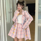 Checkered Women's Suit Set with High-Waisted Shorts