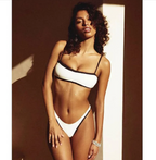Contrast Trim Spaghetti Strap Bikini Set