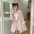 Checkered Women's Suit Set with High-Waisted Shorts