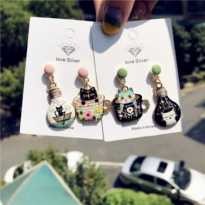Silver Cat Lover Series Earrings