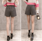 Thick Women's Wool Shorts, High-Waisted Fit for Fall