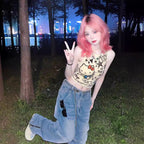 Kitty Cat Graphic Crop Tank Top