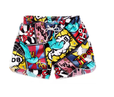 Men's Comic Print Board Shorts Swim Trunks