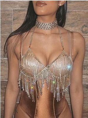Rhinestone Tassel Body Chain