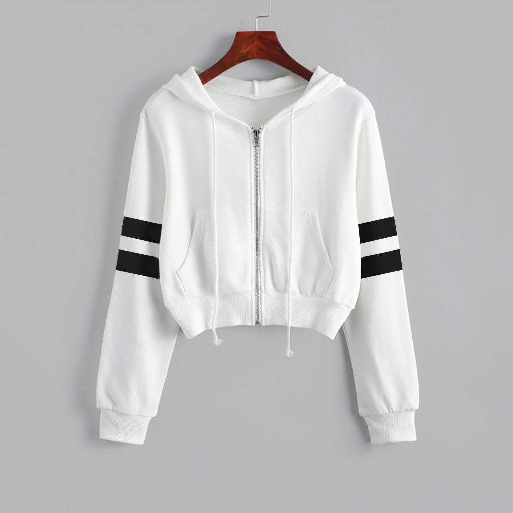 Women’s Y2K Cropped Hoodie - Long Sleeve Stripe Sweatshirt | Streetwear