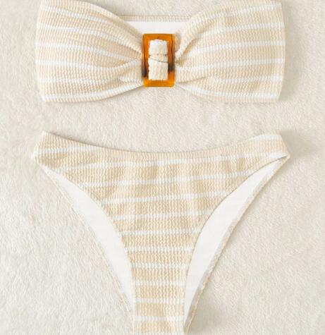Striped Bandeau Bikini Set