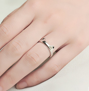 14K White Gold Plated Cat Ring | Jewelry