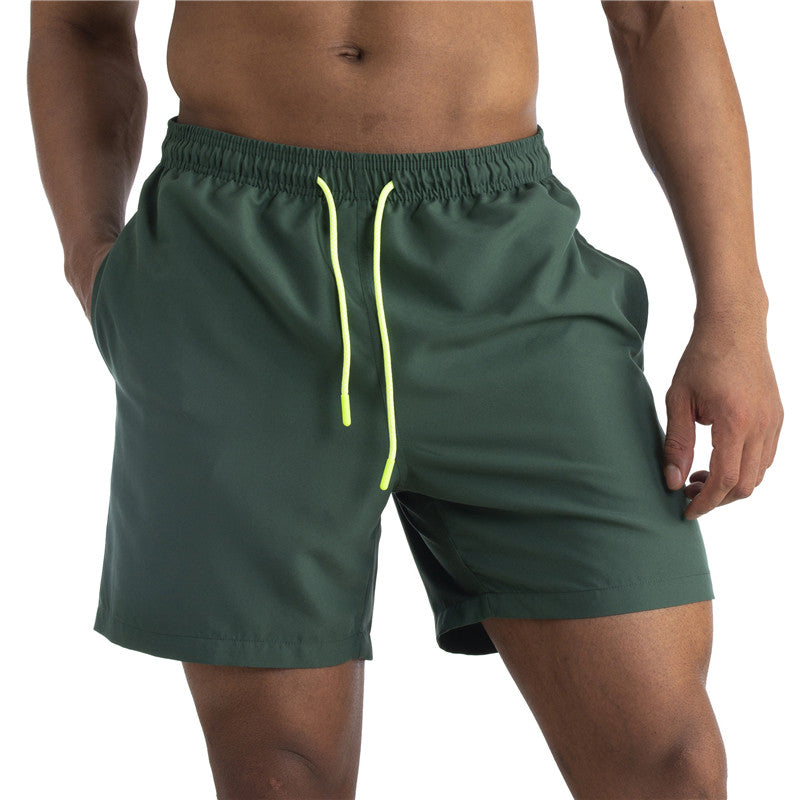 Men's Solid Drawstring Board Short Swim Trunks