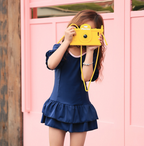 Girls Navy Ruffle One-Piece Swim Dress
