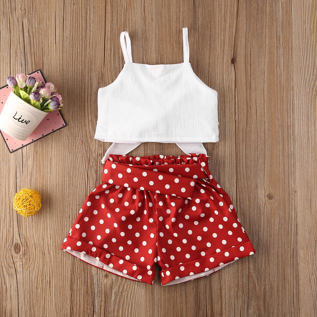 Baby Girl Summer Bowknot Crop Top & Polka Dot Shorts