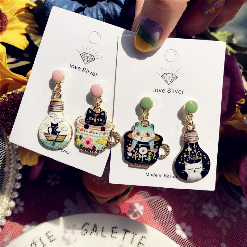 Silver Cat Lover Series Earrings