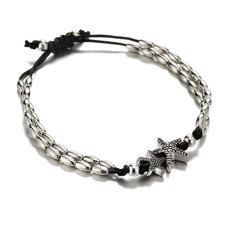 Beaded Cord Anklet with Charm