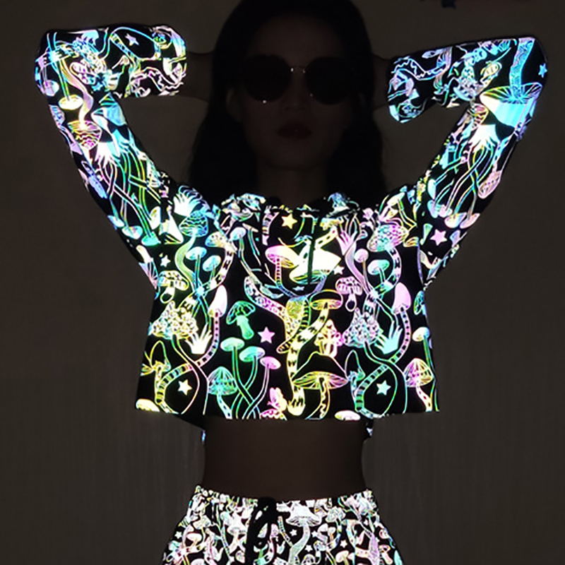 Women's Cropped Hoodie with Reflective Details | Streetwear