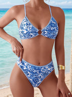 Leopard Ring-Front Bikini Set