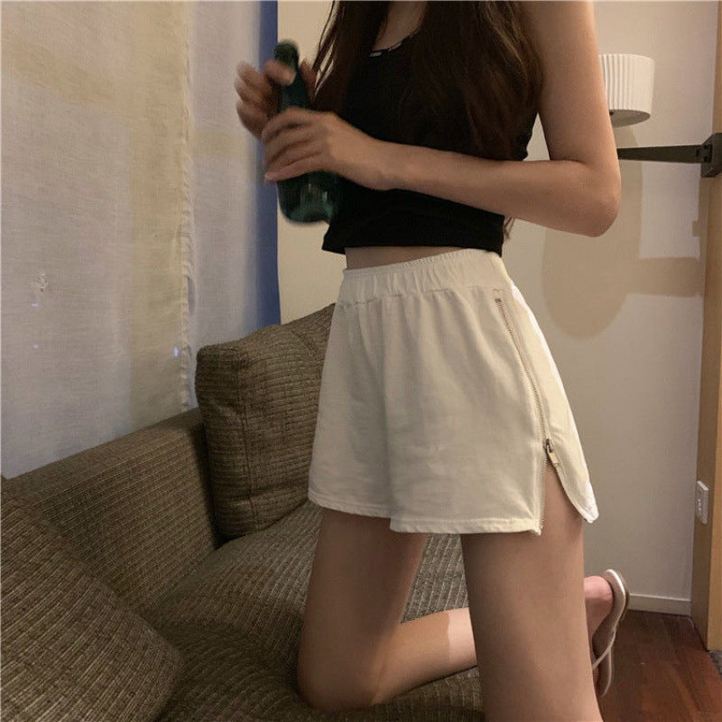 Women's Loose High-Waist Zipper Shorts for Summer