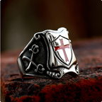 Stainless Steel Cross Shield Epoxy Ring – Bold and Durable Design