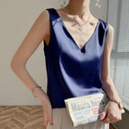 Versatile Women's Solid Silk Satin Tank Top