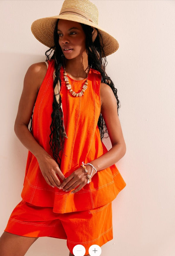 Women's Casual Denim Tank Top & Shorts Set