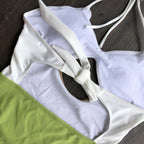 Womens Cutout Colorblock One-Piece Swimsuit