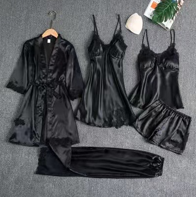 Lace Cami Sleepwear Set - Five Piece Multi-Color