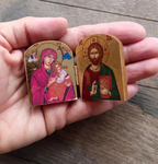 Wooden Christ & Virgin Icon Diptych | Christian Home Decor